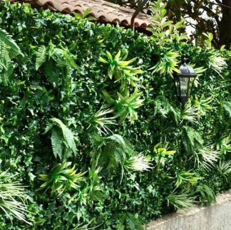 James Grass - France Green - Mur végétal artificiel feuillage exotic 1m x 1m, Long 7 m - Imagen 3