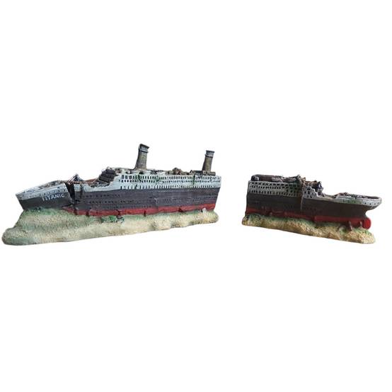 Décoration épave du TITANIC en deux parties 38 x 9,5 x 5,5 cm aquarium - Image 3