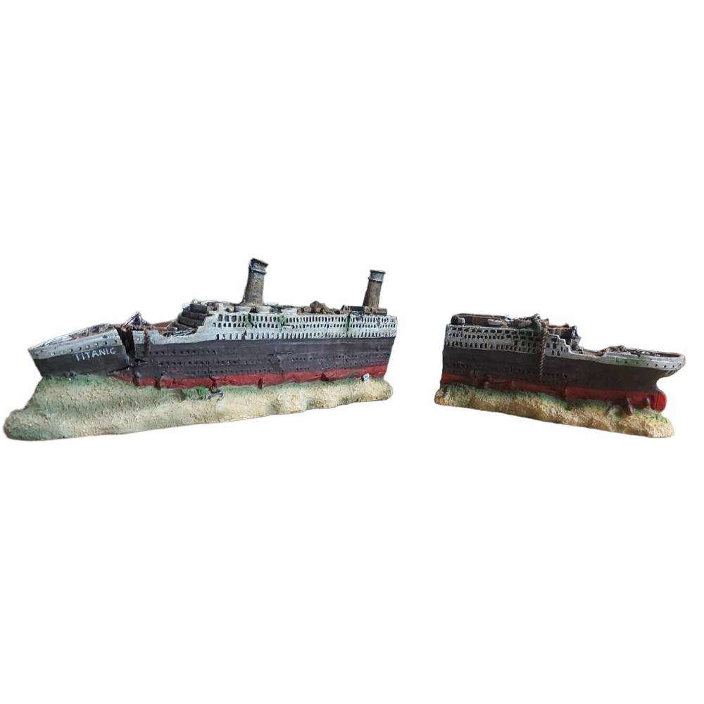 Décoration épave du TITANIC en deux parties 38 x 9,5 x 5,5 cm aquarium - Imagen 3