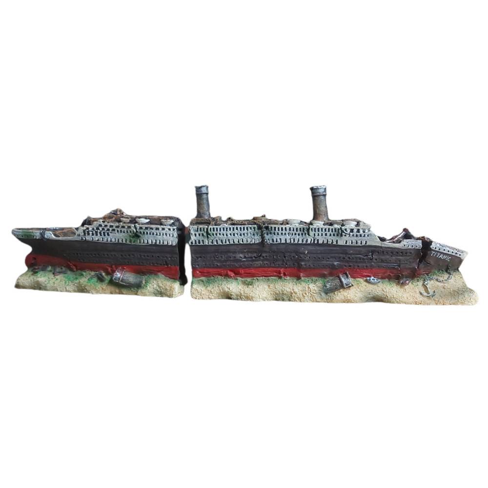 Décoration épave du TITANIC en deux parties 38 x 9,5 x 5,5 cm aquarium - Imagen 6