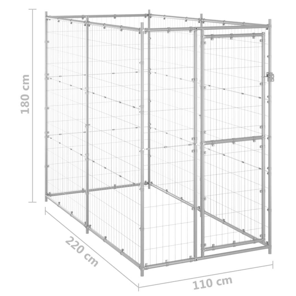 Helloshop26 - Chenil extérieur cage enclos parc animaux chien extérieur pour chiens acier galvanisé 110 x 220 x 180 cm - Imagen 2