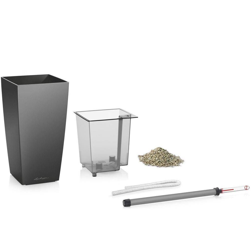 Lechuza - Pot de table Maxi-Cubi - kit complet, anthracite métallisé 26 cm Lechuza - Imagen 2
