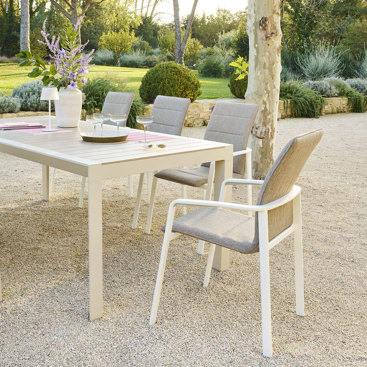 Hesperide - Table de jardin "Évasion" effet bois lin & argile 8 places lates en aluminium - Hespéride - Image 9