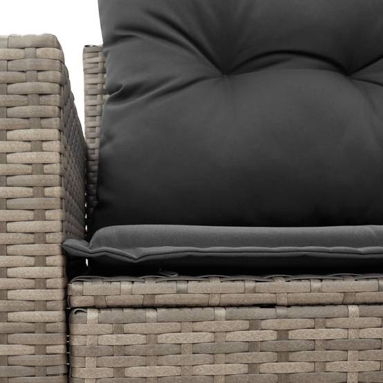 Canapé Extérieur 2 Places Résine Grise Tablette Rabattable Coussins Gris Foncé – ComfortXL Outdoor Living - Image 8