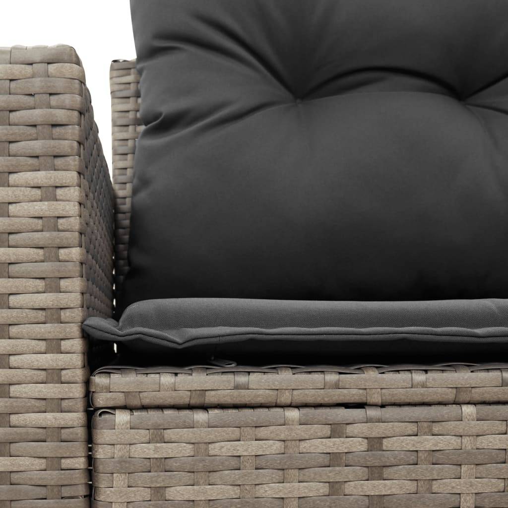 Canapé Extérieur 2 Places Résine Grise Tablette Rabattable Coussins Gris Foncé – ComfortXL Outdoor Living - Image 8
