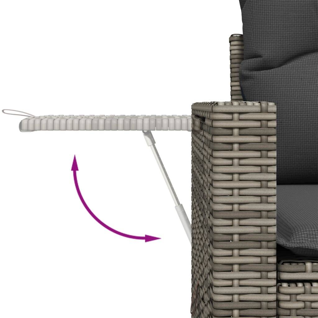 Canapé Extérieur 2 Places Résine Grise Tablette Rabattable Coussins Gris Foncé – ComfortXL Outdoor Living - Image 9