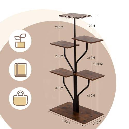 Todeco Porte plante interieur 6 Niveaux, Support plantes en Métal, étagère plante interieur support pot de fleurs pour Salon Balcon Jardin Bureau - Image 5