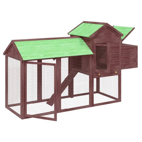 Grand Poulailler Bois Pin Massif Jardin Extérieur Parc Nichoir 193x65x117cm Moka - ComfortXL Outdoor Living - Image 4