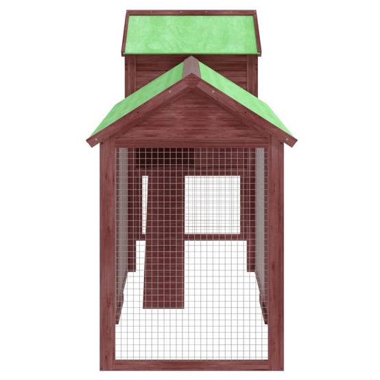 Grand Poulailler Bois Pin Massif Jardin Extérieur Parc Nichoir 193x65x117cm Moka - ComfortXL Outdoor Living - Image 5