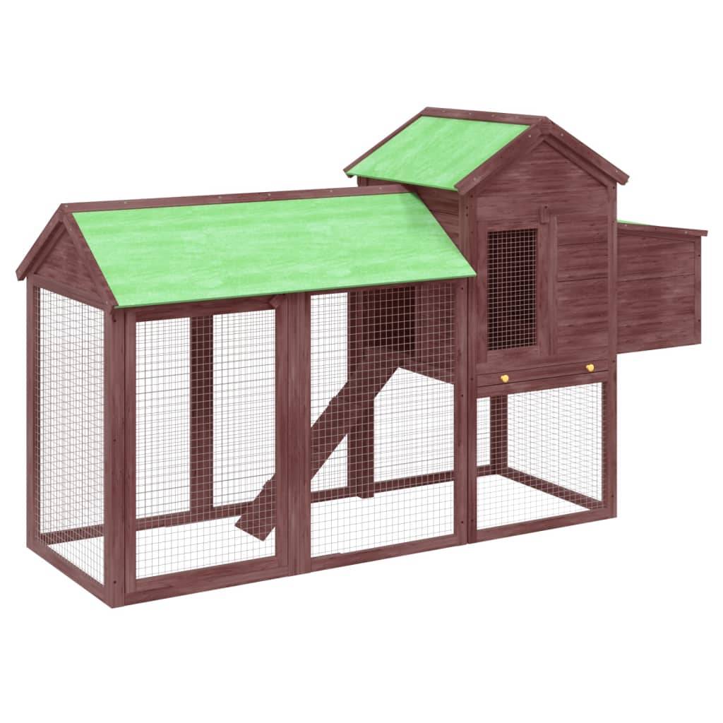 Grand Poulailler Bois Pin Massif Jardin Extérieur Parc Nichoir 193x65x117cm Moka - ComfortXL Outdoor Living - Image 2