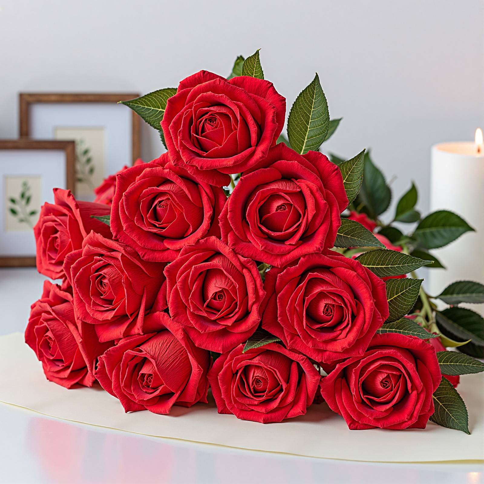 VEVOR Rose artificielle lot de 60, 508mm. Aspect réaliste, tête 70mm. Décoration, mariages, centres table. Rouge. - Image 8