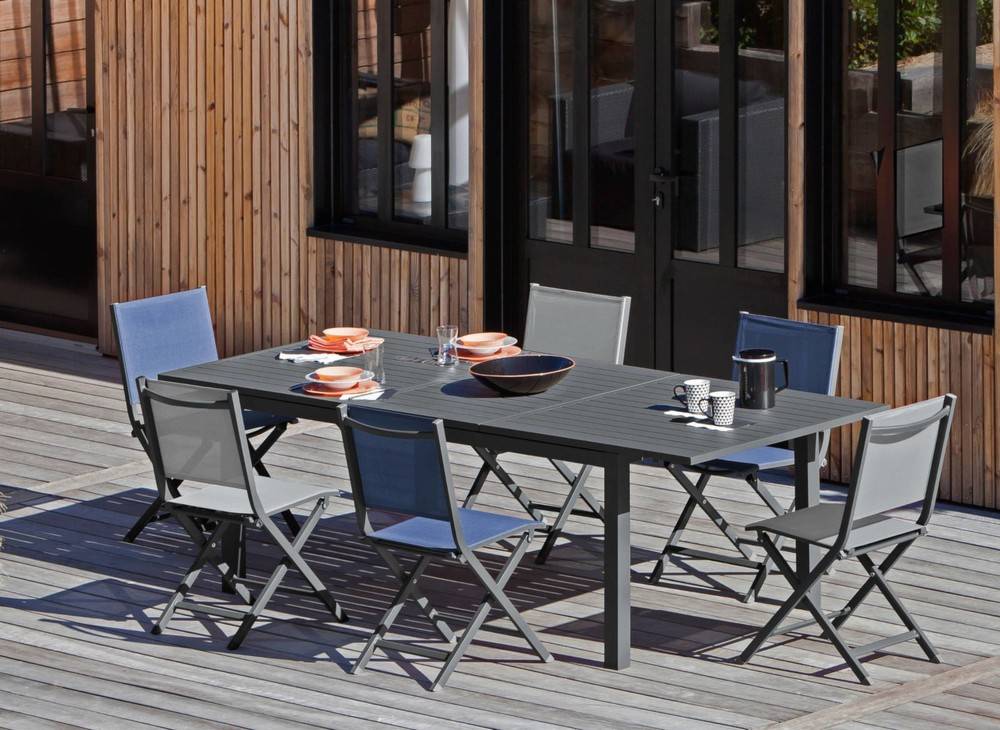Proloisirs - Table de jardin rectangulaire extensible Genes - graphite - 160/240 cm - Image 2
