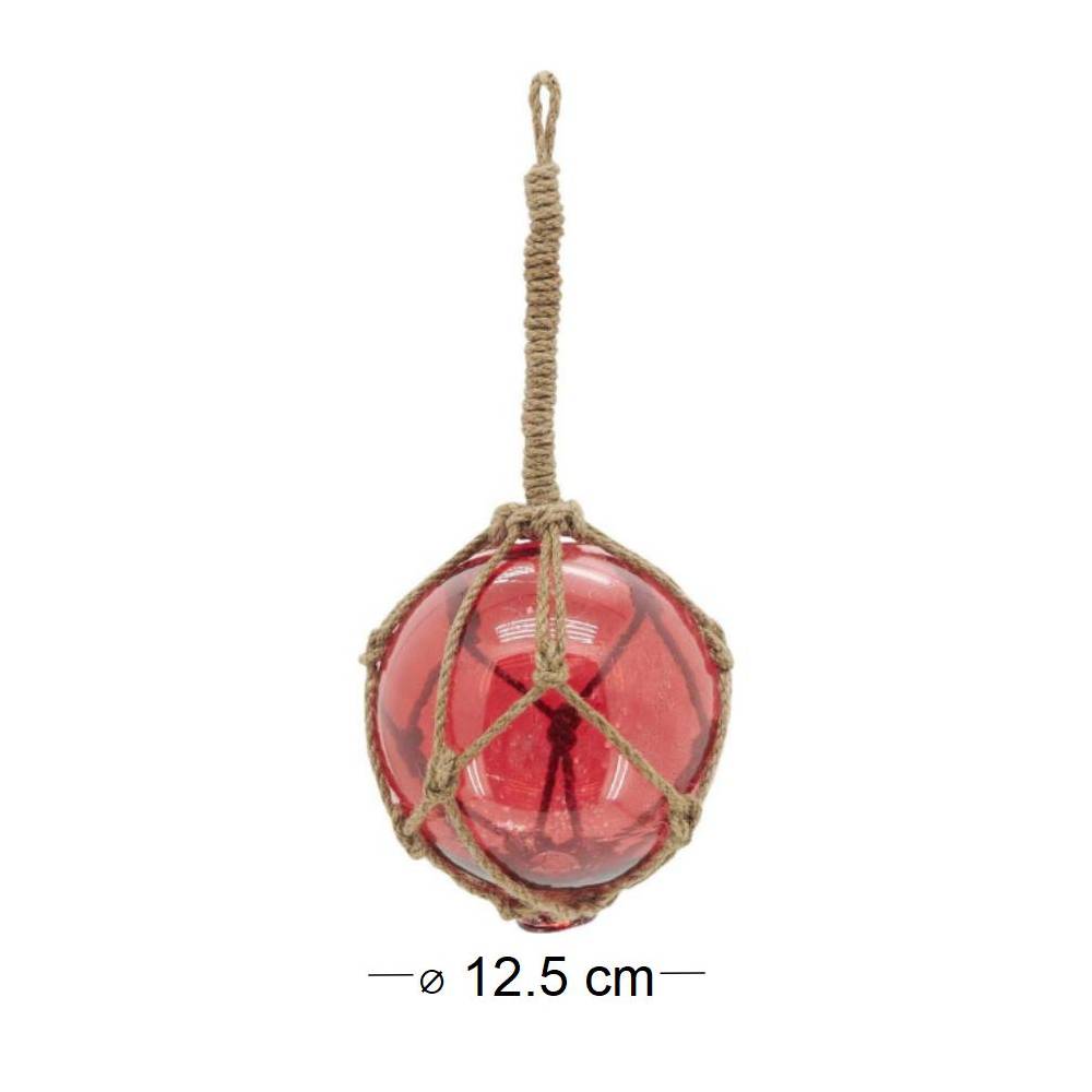 Batela - Boule en verre avec corde 12.5 cm Rouge Batela - Imagen 4