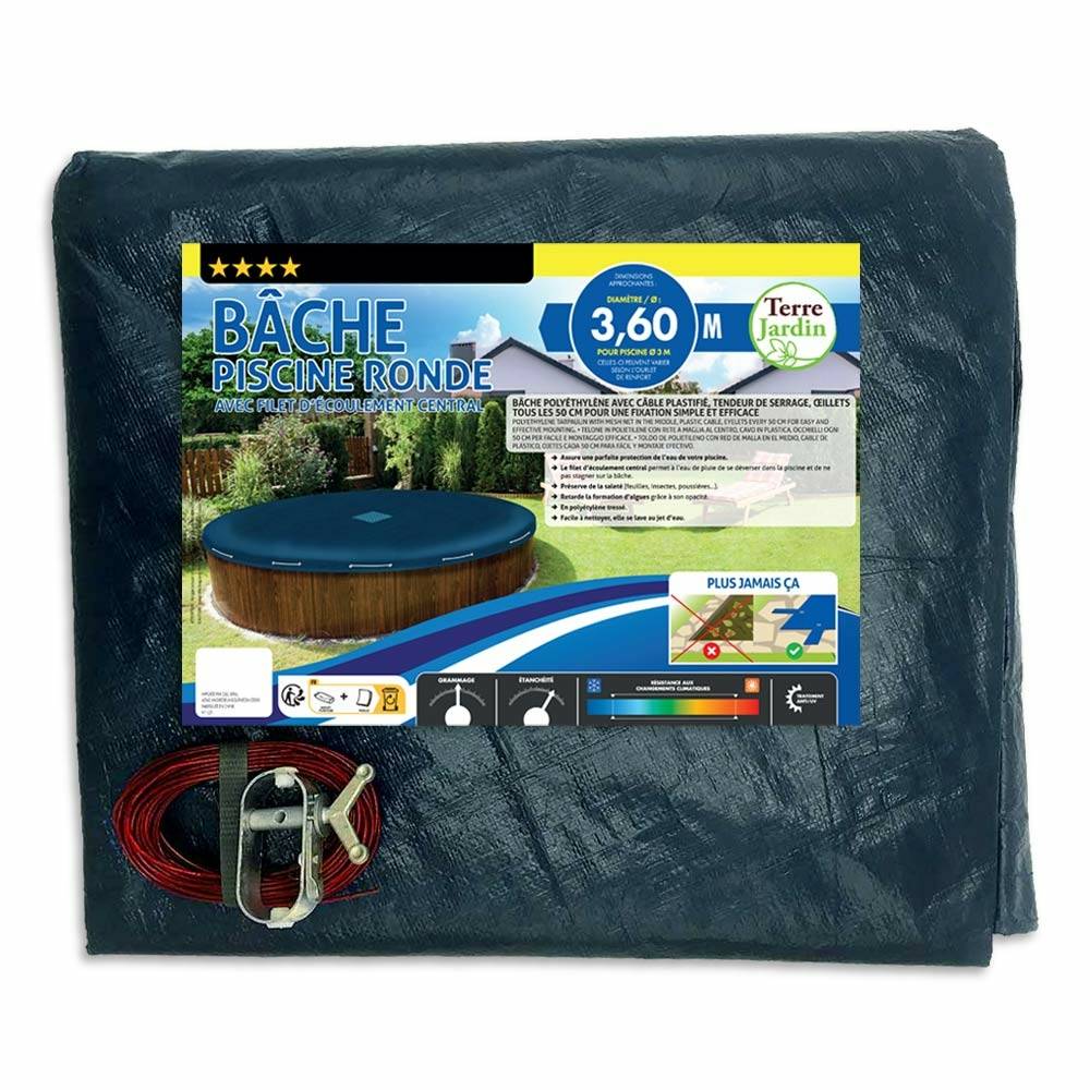 Terre Jardin - Bâche piscine ronde Pour piscine 3 m Bleu - Imagen 6