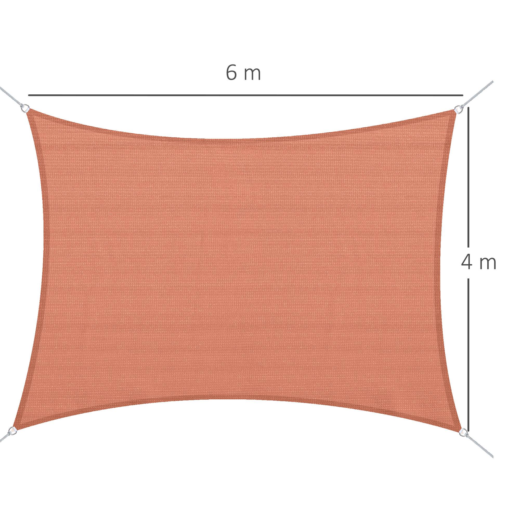 Voile d'ombrage rectangulaire PEHD jardin piscine protection anti-UV 4x6m rouge - ComfortXL Outdoor Living - Image 5