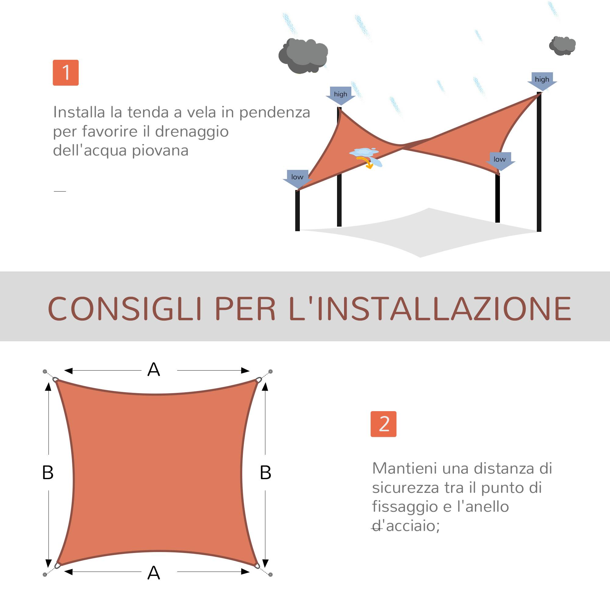 Voile d'ombrage rectangulaire PEHD jardin piscine protection anti-UV 4x6m rouge - ComfortXL Outdoor Living - Image 6