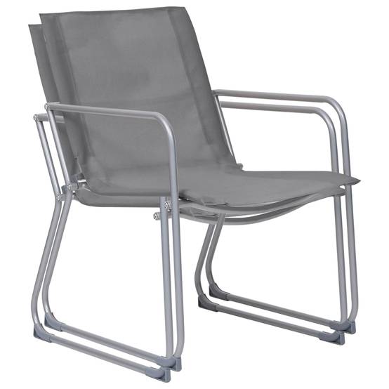 4 pcs salon de jardin - Mobilier d'extérieur Tissu et acier Gris - Image 10