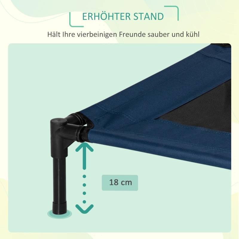 Lit de camp pour chien intérieur extérieur 76.2 x 61 x 18 cm acier tissu oxford 600D bleu - PANGIVO - Image 4