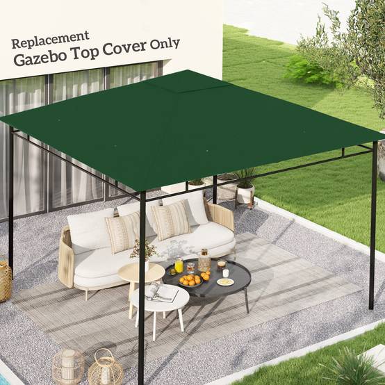 Outsunny - Toile de rechange pour pavillon tonnelle gazebo 3x3m anti-UV haute densité 180g/m² polyester vert - Outsunny - Image 2