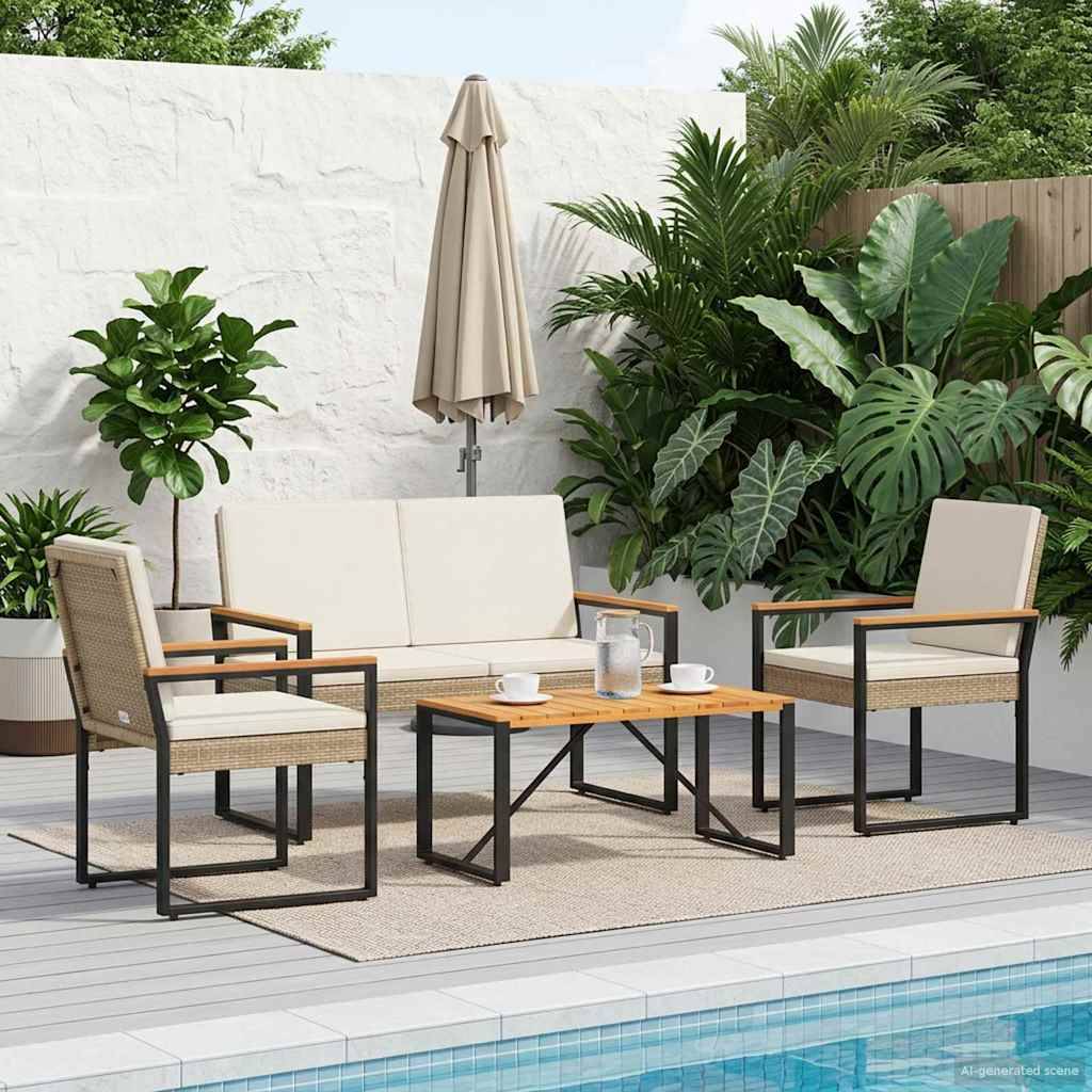 Vidaxl - Ensemble de meubles d'extérieur 4 pc Beige et blanc crème vidaXL 42025327 - Image 4