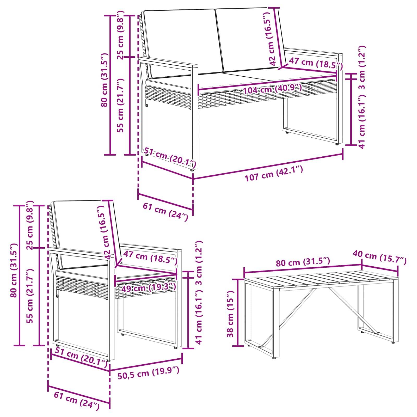 Vidaxl - Ensemble de meubles d'extérieur 4 pc Beige et blanc crème vidaXL 42025327 - Image 3