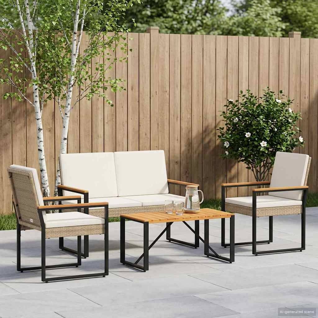 Vidaxl - Ensemble de meubles d'extérieur 4 pc Beige et blanc crème vidaXL 42025327 - Image 1