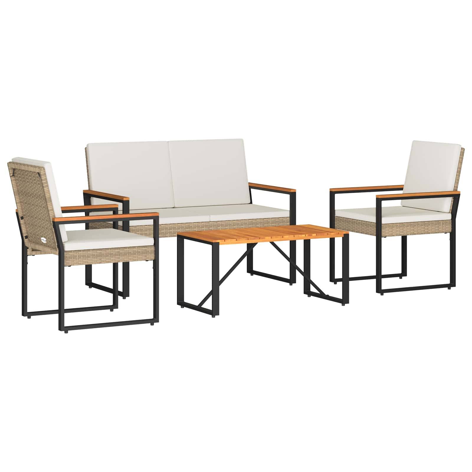 Vidaxl - Ensemble de meubles d'extérieur 4 pc Beige et blanc crème vidaXL 42025327 - Image 2
