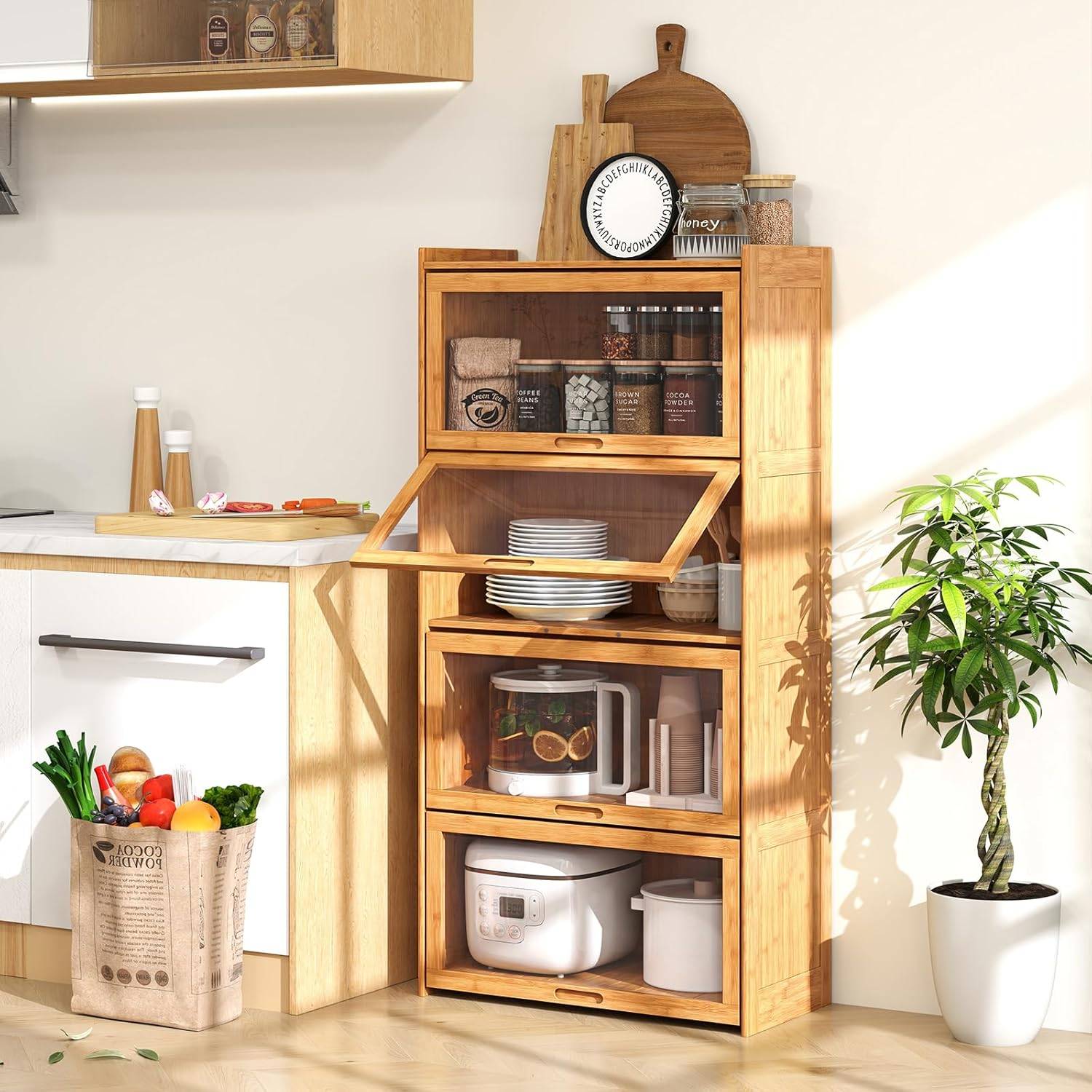 Étagère de Bureau, étagère de Rangement de Bureau, Panneaux latéraux en Acrylique Transparent Ouverts réglables, Petite bibliothèque de Bureau, étagère de Rangement, avec Panneau p