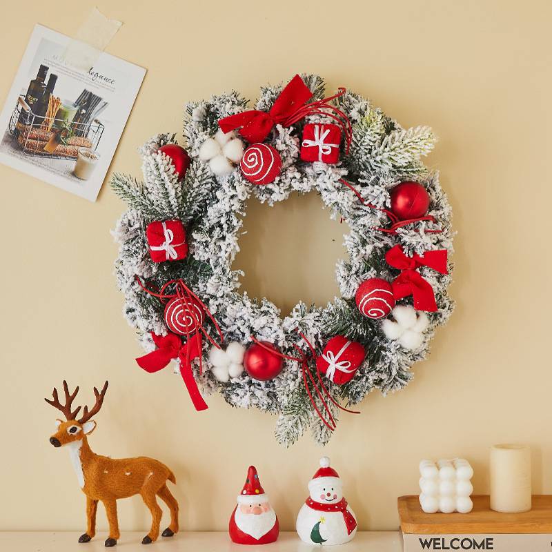 Couronne de Noël 30 cm, Décorations de Noël, Guirlande de Noël artificielle, Décoration d'arbre de Noël, Fournitures de décoration de Noël - Image 2