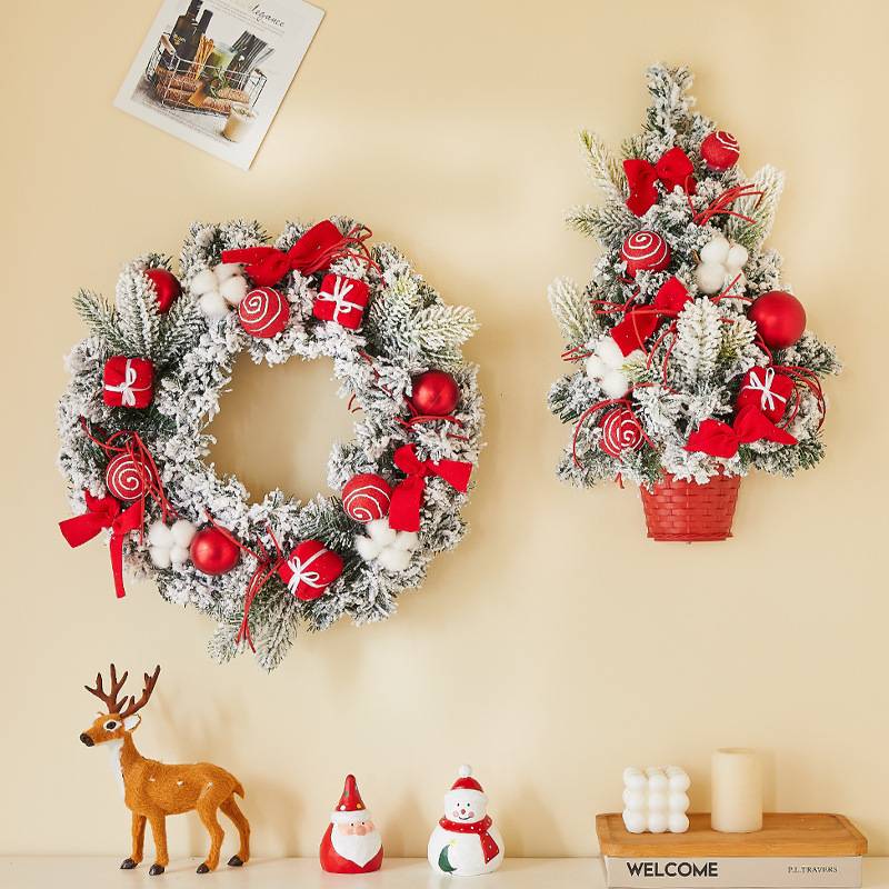 Couronne de Noël 30 cm, Décorations de Noël, Guirlande de Noël artificielle, Décoration d'arbre de Noël, Fournitures de décoration de Noël - Image 3