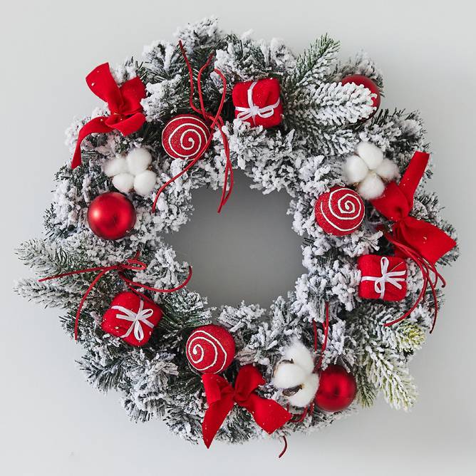 Couronne de Noël 30 cm, Décorations de Noël, Guirlande de Noël artificielle, Décoration d'arbre de Noël, Fournitures de décoration de Noël - Image 1