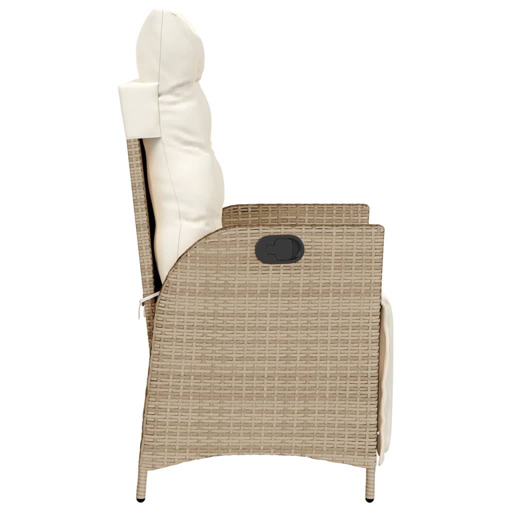 Chaise inclinable de jardin résine tressée beige 57 x 61 x 93 cm, Poids :11.2kg - PANGIVO - Image 5