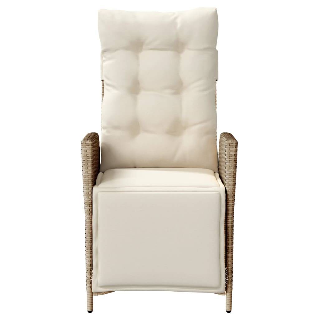 Chaise inclinable de jardin résine tressée beige 57 x 61 x 93 cm, Poids :11.2kg - PANGIVO - Image 4