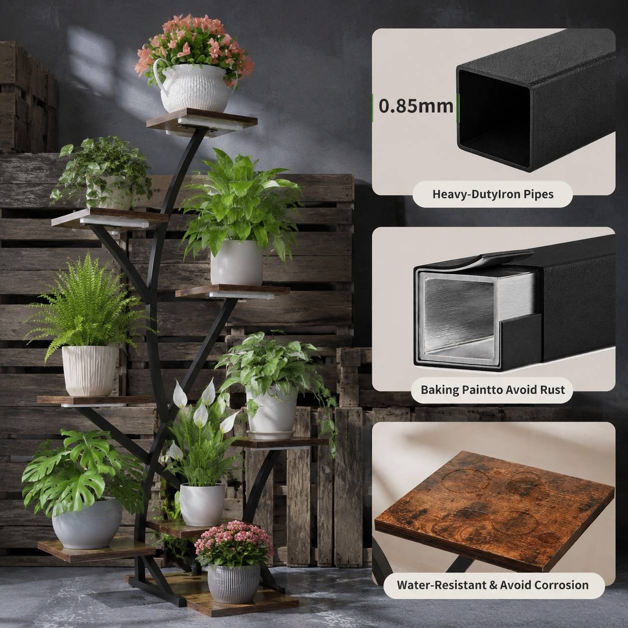 Support à Plantes 8 Niveaux Lampe Culture Spectrum Complet Minuterie Espace Rangement Stable - Image 4