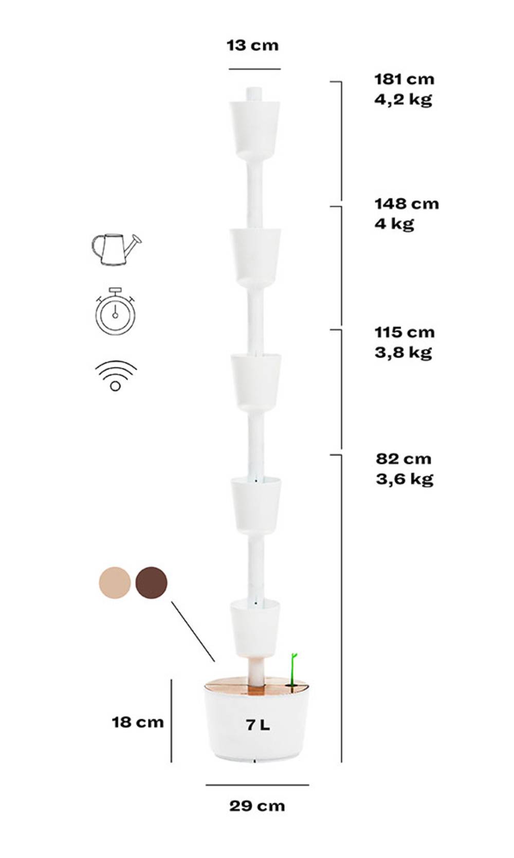 Jardinière verticale CitySens blanche avec 3 pots
et arrosage automatique Wi-Fi - Image 6
