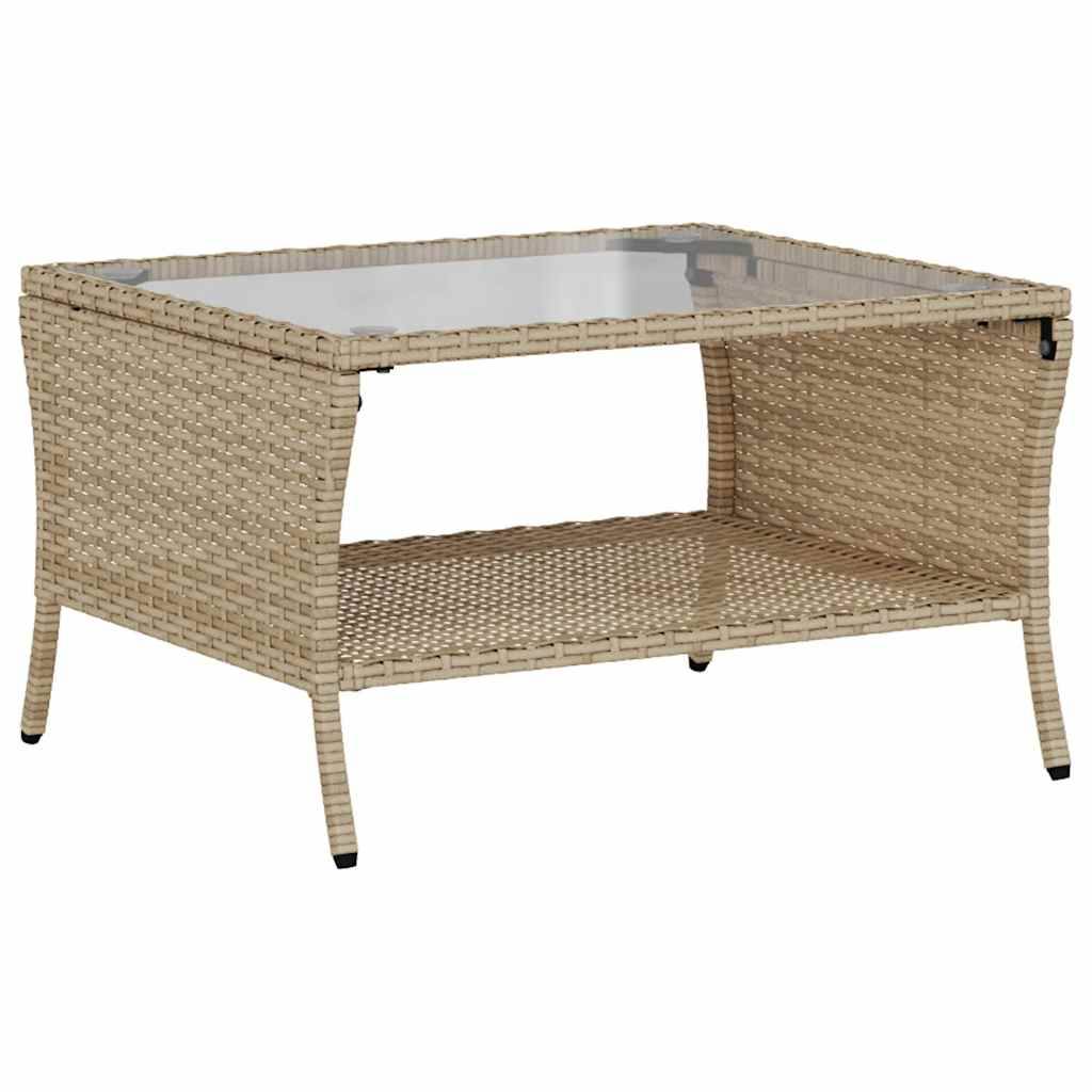 Canapé Extérieur 2 Places Résine Tressée Beige & Table Verre Trempé Charme Naturel pour Patio Crème – ComfortXL Outdoor Living - Image 8