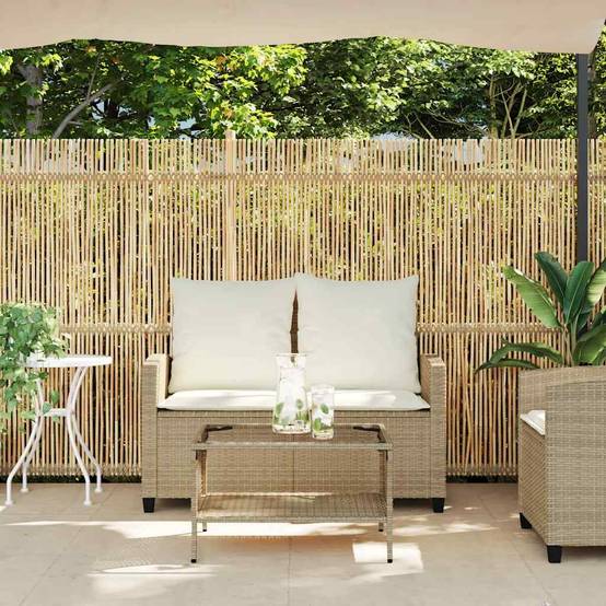 Canapé Extérieur 2 Places Résine Tressée Beige & Table Verre Trempé Charme Naturel pour Patio Crème – ComfortXL Outdoor Living - Image 4