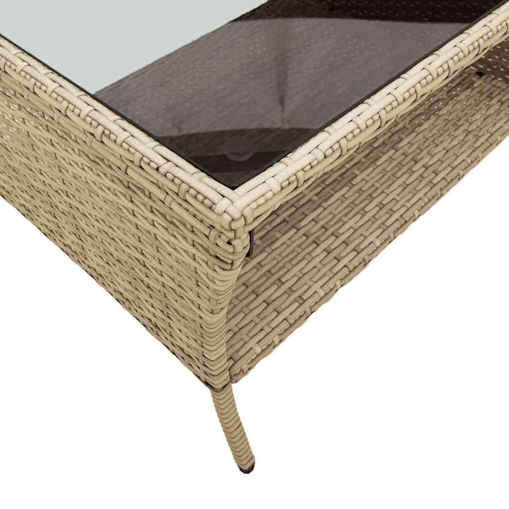 Canapé Extérieur 2 Places Résine Tressée Beige & Table Verre Trempé Charme Naturel pour Patio Crème – ComfortXL Outdoor Living - Image 10
