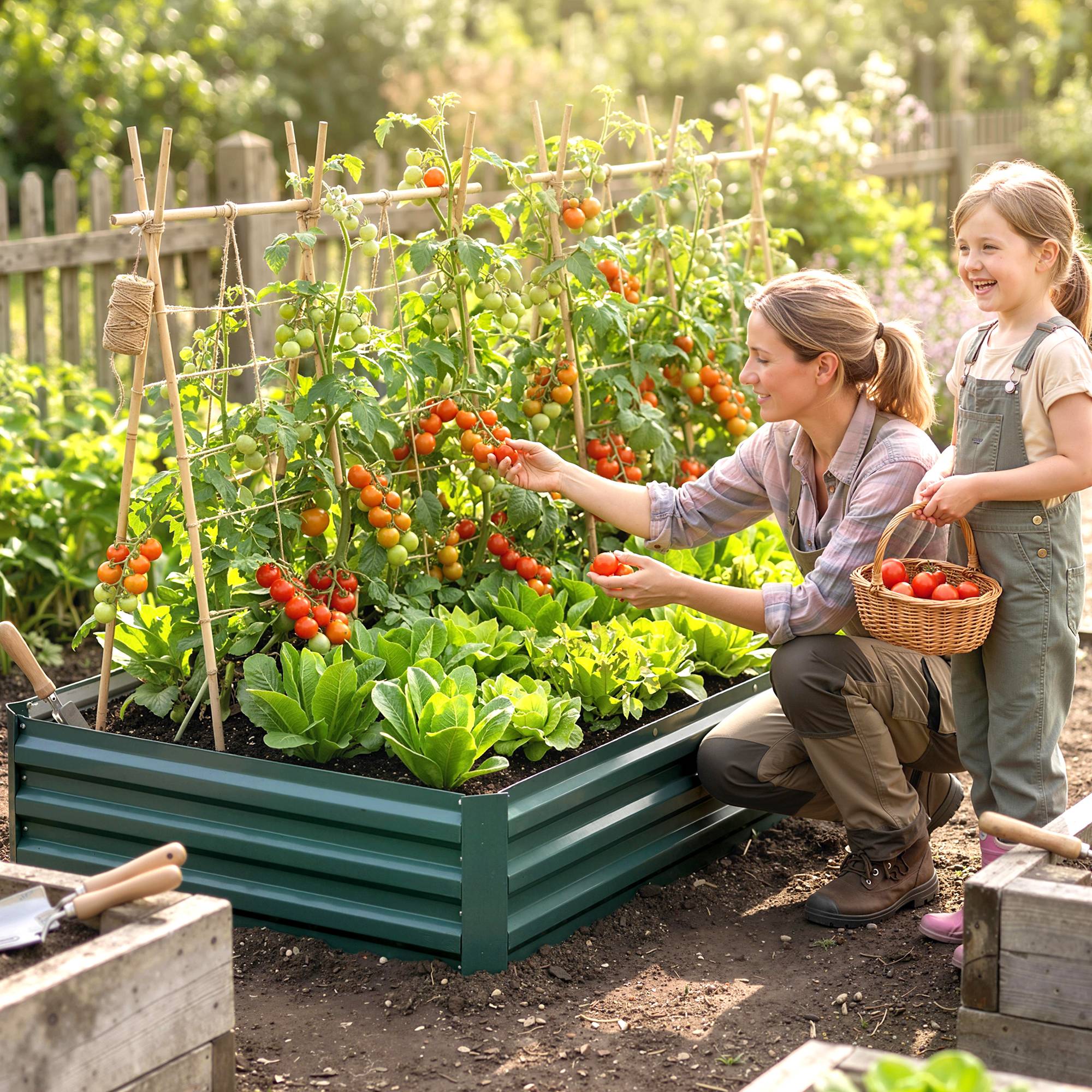Potager Surélevé en Métal Extérieur, Porte-plantes Fleurs Herbes, 241x90.5x30cm - Image 3