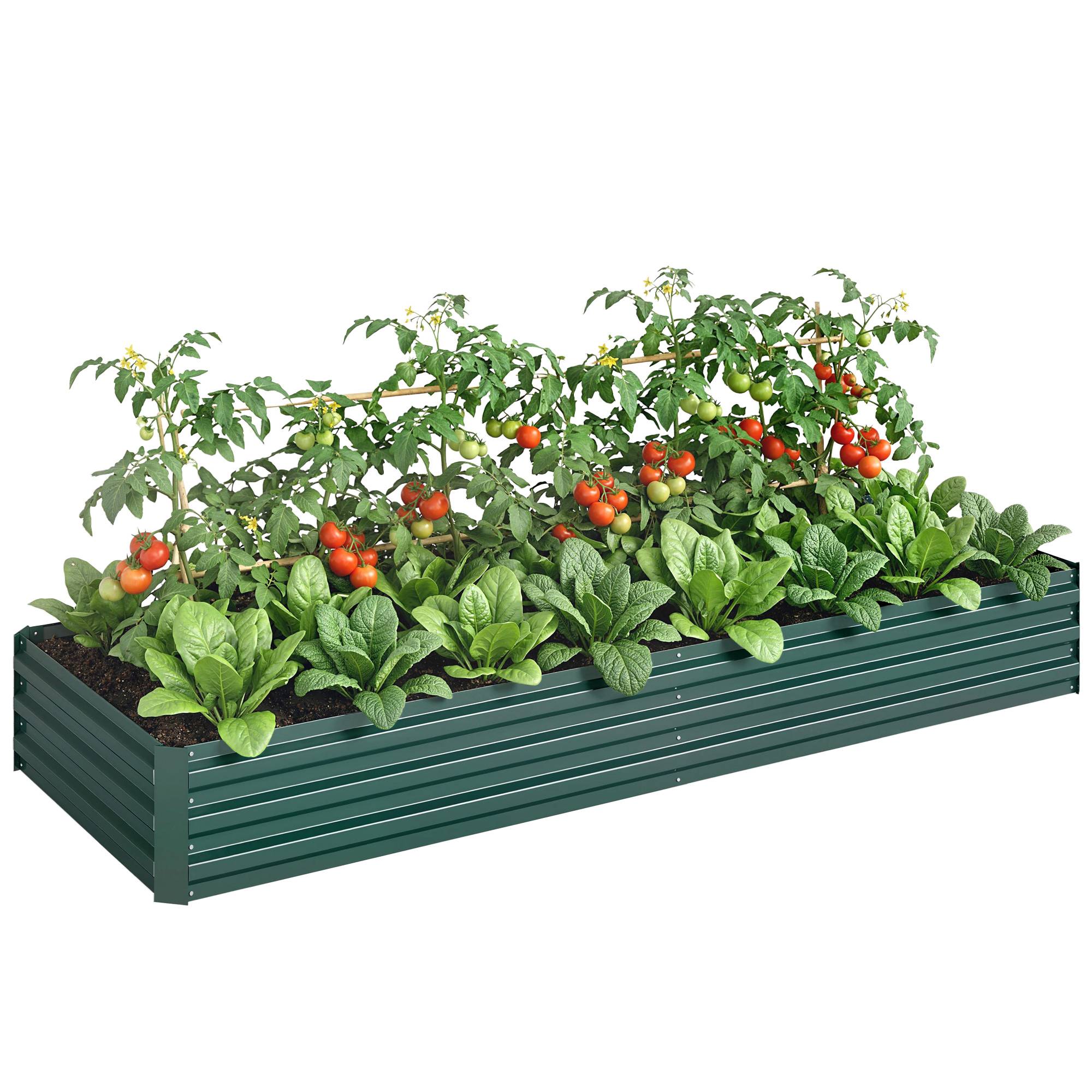 Potager Surélevé en Métal Extérieur, Porte-plantes Fleurs Herbes, 241x90.5x30cm - Image 1
