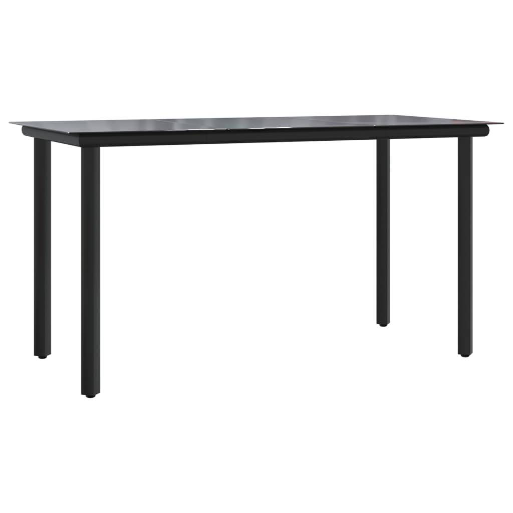 Salon de Jardin 4 Personnes Résine Tressée Table Verre 140cm Noir et Crème – ComfortXL Outdoor Living - Image 6