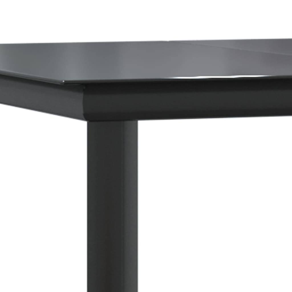 Salon de Jardin 4 Personnes Résine Tressée Table Verre 140cm Noir et Crème – ComfortXL Outdoor Living - Image 8