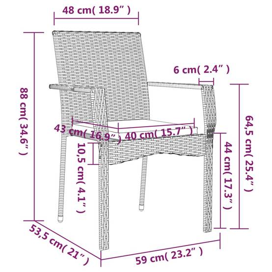 Salon de Jardin 4 Personnes Résine Tressée Table Verre 140cm Noir et Crème – ComfortXL Outdoor Living - Image 9