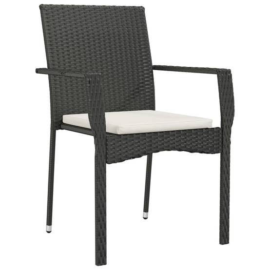 Salon de Jardin 4 Personnes Résine Tressée Table Verre 140cm Noir et Crème – ComfortXL Outdoor Living - Image 5