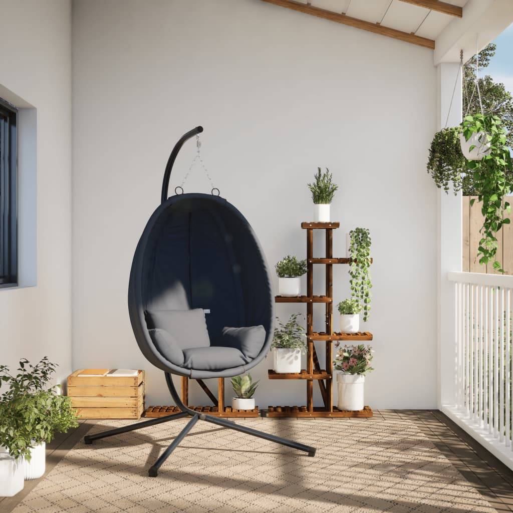 ComfortXL - Fauteuil Suspendu Œuf en Tissu Respirant et Acier avec Coussins Épais Lavables pour Salon ou Terrasse Anthracite – ComfortXL Outdoor Living - Image 3