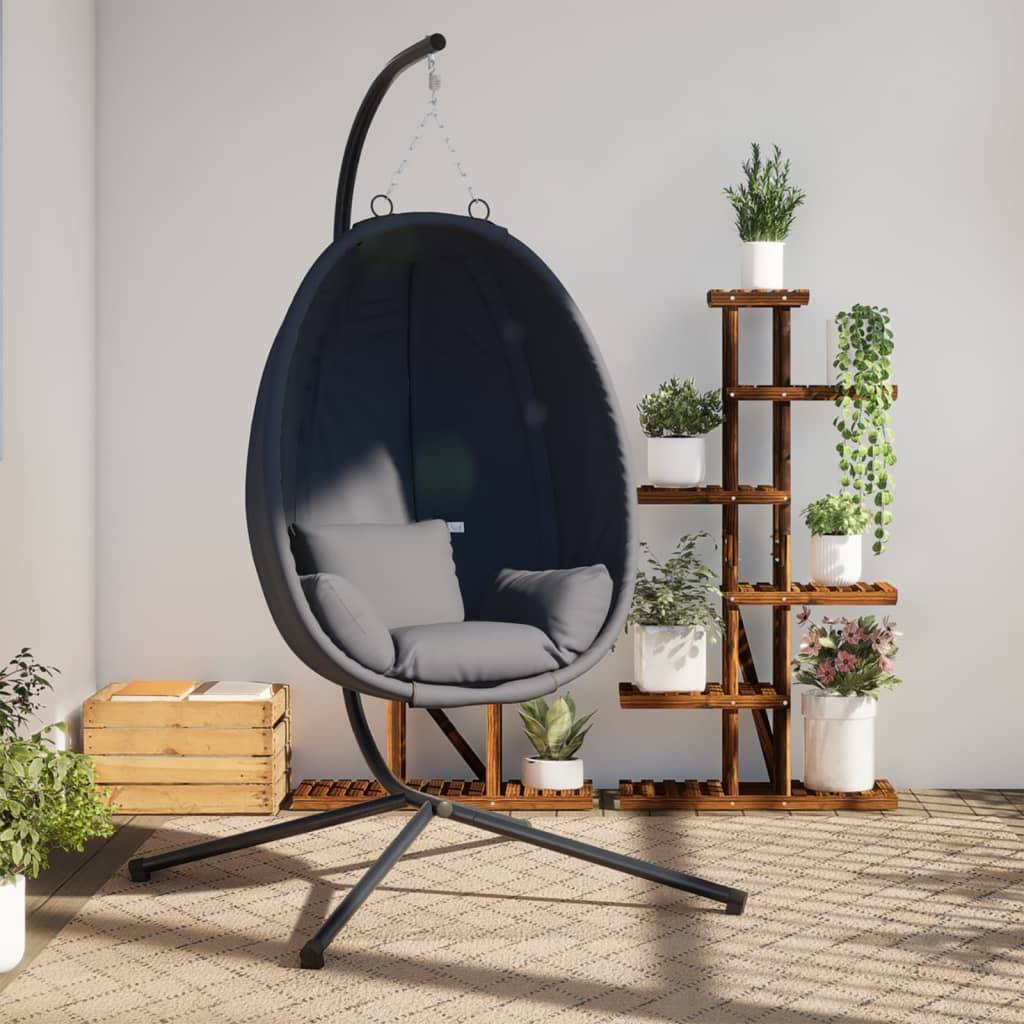 ComfortXL - Fauteuil Suspendu Œuf en Tissu Respirant et Acier avec Coussins Épais Lavables pour Salon ou Terrasse Anthracite – ComfortXL Outdoor Living - Image 1