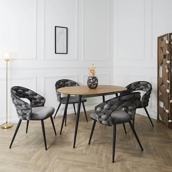 ALTOBUY - Lot de 4 Chaises en Velours Gris Pieds Métal Noir - OSCAR - Image 2