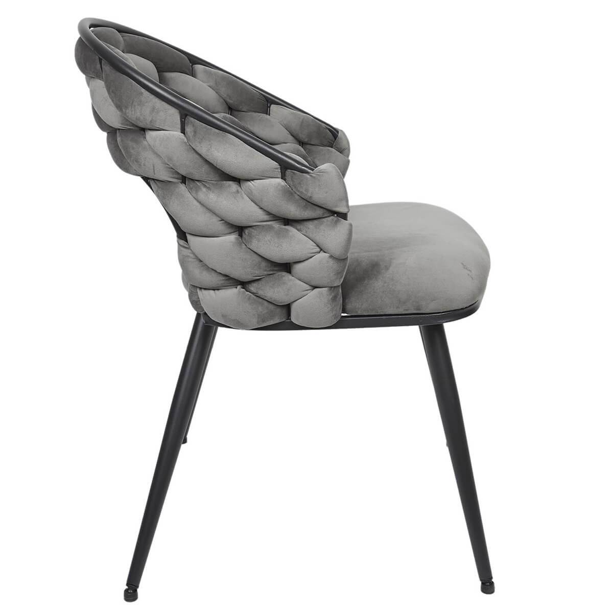 ALTOBUY - Lot de 4 Chaises en Velours Gris Pieds Métal Noir - OSCAR - Image 5