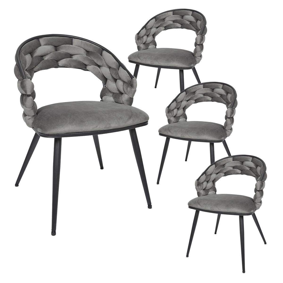 ALTOBUY - Lot de 4 Chaises en Velours Gris Pieds Métal Noir - OSCAR - Image 1