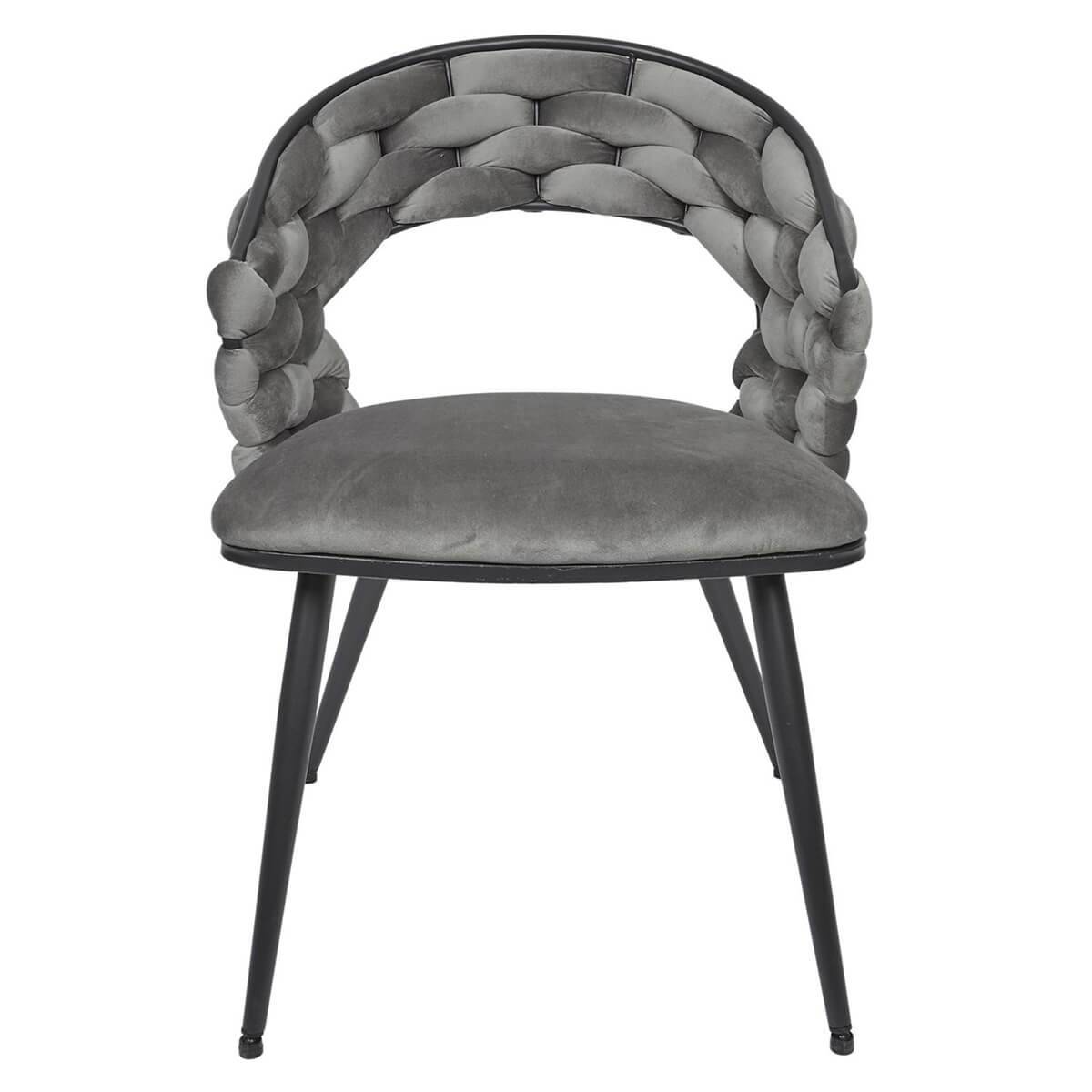 ALTOBUY - Lot de 4 Chaises en Velours Gris Pieds Métal Noir - OSCAR - Image 4
